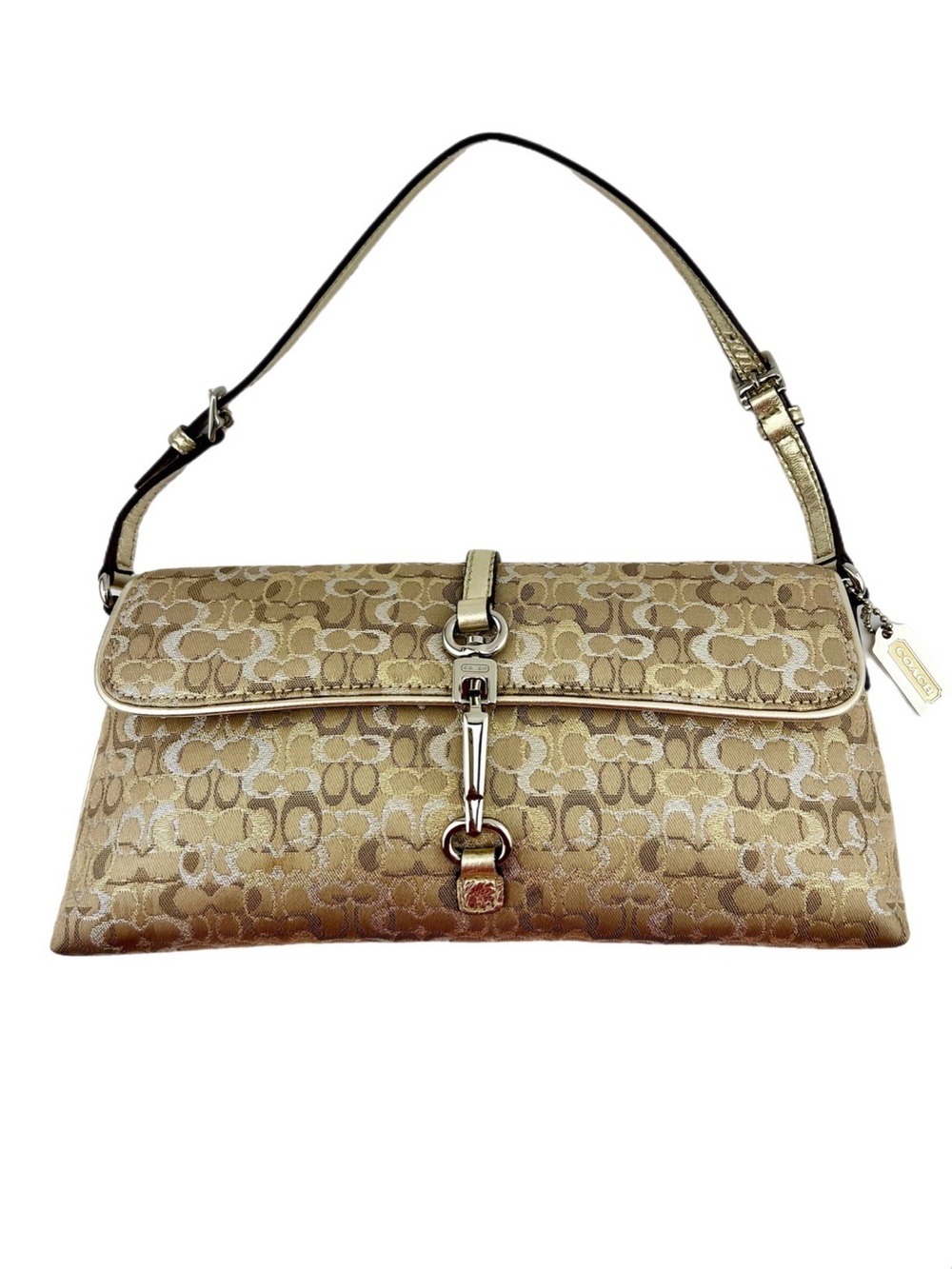 Y2K COACH Hampton Gold Signature Canvas/Leather Handbag -Style 8946 Vintage - Picture 3 of 16